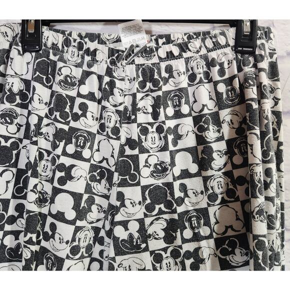Disney Black White Mickey Mouse Print Pull On Sleep Pants 11 13 Juniors Stretch - Picture 3 of 5